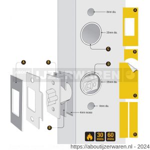 Codelocks KNSV-ACC SET5 Fire kit pack past op alle electronische sloten voor 30 en 60 minuten brandwerende deuren EN 1634-1:2008 - W30204901 - afbeelding 1