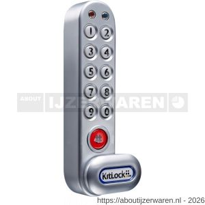 Kitlocks EPS 1000V elektronisch locker pincodeslot verticale montage voor publiek of prive gebruik 15.000 operaties batterij override IP 55 mits met EPS RG maximale deurdikte 25 mm Afmeting 136x32x30 mm zilver - W30202111 - afbeelding 1