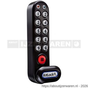 Kitlocks EPS 1000VB elektronisch locker pincodeslot verticale montage voor publiek of prive gebruik 15.000 operaties batterij override IP 55 mits met EPS RG maximale deurdikte 25 mm Afmeting 136x32x30 mm zwart - W30202112 - afbeelding 1