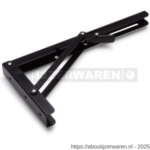 Dulimex DX ES 5124B plankdrager automatisch opvouwbaar 200x110 mm staal zwart gelakt - W30204790 - afbeelding 1