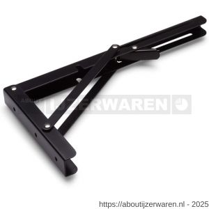 Dulimex DX ES 5134B plankdrager automatisch opvouwbaar 300x160 mm staal zwart gelakt - W30204791 - afbeelding 1