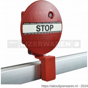 GfS DX 955 DEXCON alarm voor paniekbalken inclusief verstelbaar hoekprofiel met veiligheidskoord 2x systeemsleutel 2x rode bovenplaten magneetfolie pictogram STOP 9 V batterij ingebouwde batterijbewaking EN 1125 95 dB - W30203522 - afbeelding 1