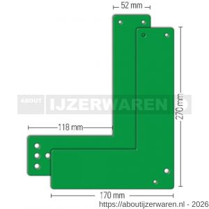 GfS M 170 EH-Exit Control paniekopener montageplaat voor glazen deuren 27 cm links en rechts toepasbaar voor lange deurschilden groen - W30204679 - afbeelding 1