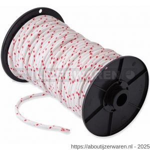 Dulimex DX PES.100.W/R-O schootlijn gevlochten PES 10 mm wit-rood rol 80 m - W30203253 - afbeelding 1