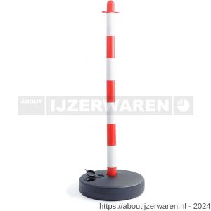 Dulimex DX 1560-90 signaal-afzetpaal rood-wit met ronde vulbare zwarte sokkel kunststof - W30201294 - afbeelding 1