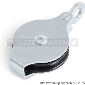 Dulimex DX 950-50E hijskatrol met vast oog polyamide wiel 50 mm elektrolytisch verzinkt per stuk gelabeld - W30204742 - afbeelding 1
