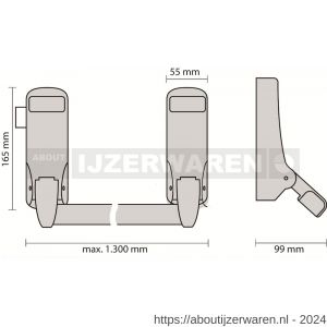 Briton PO 378 EB SE anti-paniekstang Briton 378 SE enkele deur 1-puntssluiting opliggende dagschoot zilvergrijs - W30202121 - afbeelding 2