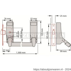 Briton PO 379 EB SE anti-paniekstang Briton 379 SE enkele deur 1-puntssluiting met insteek anti-paniekslot doornmaat 57 mm PC-maat 48 mm zilvergrijs - W30203747 - afbeelding 2