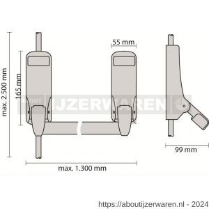 Briton PO 377 DB SE anti-paniekstang Briton 377 SE dubbele deuren 1 en 2-puntssluiting zilvergrijs - W30203744 - afbeelding 2