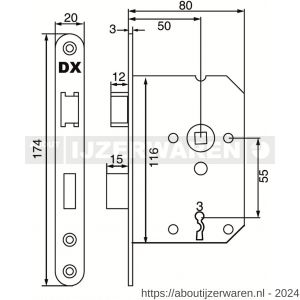 Dulimex DX DNS-50-BB BE dag en nachtslot doornmaat 50 mm met 2 sleutels ronde voorplaat zwart inclusief rechthoekige sluitplaat - W30204203 - afbeelding 2