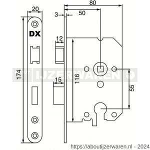 Dulimex DX DNS-50-PCSS dag- en nachtslot doornmaat 50 mm Euro cilinder ronde voorplaat RVS inclusief rechthoekige sluitplaat - W30201984 - afbeelding 2