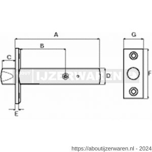 Dulimex DX DRB3035 SCP insteekgrendel met stersleutel en sluitpot 55/35 mm satijn verchroomd - W30202228 - afbeelding 2