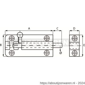 Dulimex DX DRG 761B profielgrendel 25x60 mm messing gepolijst - W30202224 - afbeelding 2