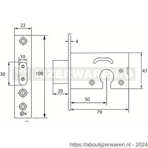 Dulimex DX DSKG 7500 PC insteek-veiligheids-nachtschootslot voor Euro profielcilinder DX SKG** RVS voorplaat (sluitkom) en slotplaat met afgeronde hoeken slotkast - W30201957 - afbeelding 2