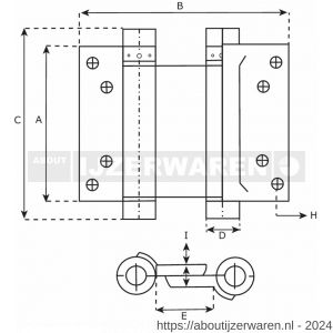 IBFM DVD 200/42 SE Bommer scharnier dubbelwerkend 42/200 mm deurdikte 45-50 mm staal zilvergrijs gelakt - W30201641 - afbeelding 2