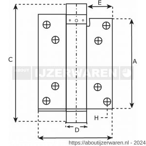 IBFM DVE 125/33 PB Bommer scharnier enkelwerkend 33/125 mm deurdikte 30-35 mm staal vermessingd - W30201626 - afbeelding 2