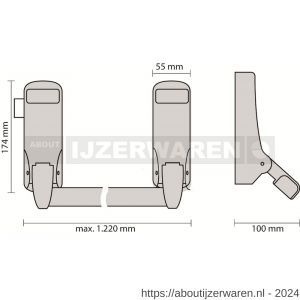 Dulimex DX PO 296 EB SE anti-paniekstang DX 296 SE enkele deur 1-puntssluiting opliggende dagschoot zilvergrijs - W30202138 - afbeelding 1