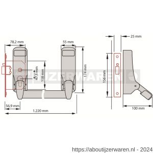 Dulimex DX PO 305 EB SE anti-paniekstang DX 305 SE enkele deur 1-puntssluiting met insteek anti-paniekslot doornmaat 56,9 mm PC-maat 47,5 mm zilvergrijs - W30202146 - afbeelding 1