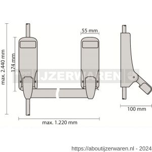 Dulimex DX PO 294 EB SE anti-paniekstang DX 294 SE enkele deur 2-puntssluiting zilvergrijs - W30202137 - afbeelding 1