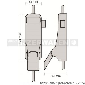 Dulimex DX PO 297 EB SE anti-paniekpushpad 297 SE enkele deur 1-puntssluiting opliggende dagschoot zilvergrijs - W30202465 - afbeelding 2