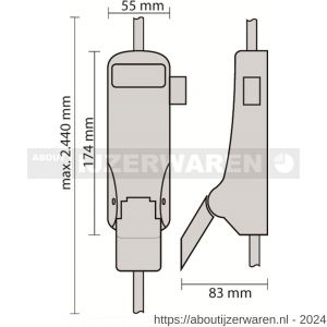 Dulimex DX PO 293 EB SE anti-paniekpushpad 293 SE enkele deur 2-puntssluiting zilvergrijs - W30202464 - afbeelding 2