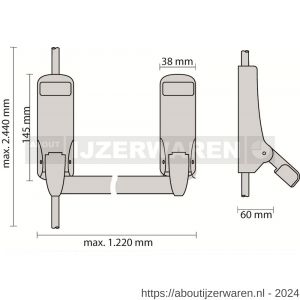 Dulimex DX PO 522 EB RZ anti-paniekstang DX 522 enkele deur 2-puntssluiting zijsluitend rood-zwart - W30202134 - afbeelding 2