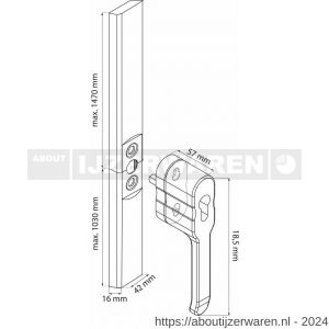 Dulimex DX ESPA WE espagnoletsluiting opbouw SKG** exclusief cilinder links en rechts toepasbaar 530-2500 mm zamac wit - W30204223 - afbeelding 2