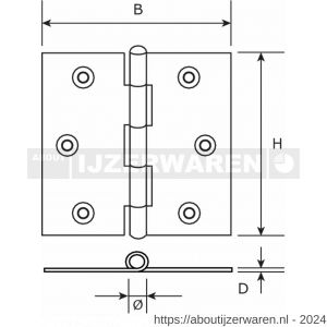 Dulimex DX H361-76763003 scharnier rechte hoeken 76x76 mm losse RVS pen RVS geborsteld - W30201738 - afbeelding 2