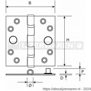 Dulimex DX H162-89892125 kogellagerscharnier rechte hoeken 89x89 mm verzinkte pen staal verzinkt SKG*** - W30201773 - afbeelding 2