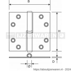 Dulimex DX H168-76760125 kogelstiftpaumelle rechte hoeken 76x76 mm rechts staal verzinkt - W30201878 - afbeelding 2