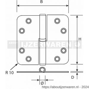 Dulimex DX H379-89892314 kogelstiftpaumelle ronde hoeken 89x89 mm links RVS geborsteld zwart SKG *** - W30203668 - afbeelding 2