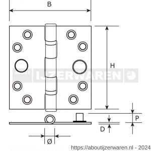 Dulimex DX H362-89892025 kogellagerscharnier 3 mm rechte hoeken 89x89 mm RVS pen RVS geborsteld SKG*** - W30203922 - afbeelding 2