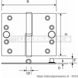 Dulimex DX H378125892313 kogelstiftpaumelle rechte hoeken 125x89 mm links RVS geborsteld SKG *** - W30203609 - afbeelding 2