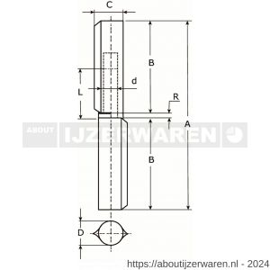 Dulimex DX HPL-WR 0 060 aanlaspaumelle stalen pen en messing ring 60x10 mm blank staal - W30203910 - afbeelding 2