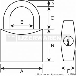 Dulimex DX HS 408B KA cilinderhangslot DX 40 mm op sleutelnummer 408 dubbel vergrendeld - W30201519 - afbeelding 2