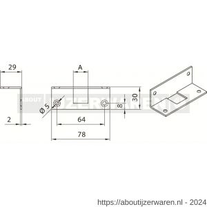 Deni HSP 16 hoeksluitplaat 16x16 mm voor pompespagnolet 5856 1619 33 - W30203630 - afbeelding 2