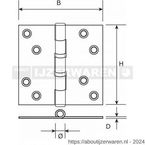 Dulimex DX H162-89892105 kogellagerscharnier rechte hoeken 89x89 mm verzinkte pen staal verzinkt - W30204029 - afbeelding 2