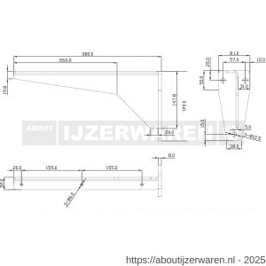 Dolle JIB 380 plankdrager extra zware XXL uitvoering 380x180 mm staal 5 mm schroefgat diameter 12 mm vuurverzinkt - W30204975 - afbeelding 2