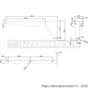 Dolle JIB 480 plankdrager extra zware XXL uitvoering 480x180 mm staal 5 mm schroefgat diameter 12 mm vuurverzinkt - W30204976 - afbeelding 2