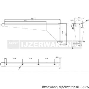 Dolle JIB 580 plankdrager extra zware XXL uitvoering 580x180 mm staal 6 mm schroefgat diameter 14 mm vuurverzinkt - W30204977 - afbeelding 2