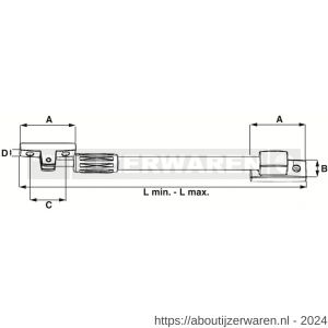 Dulimex DX RUZT120WE telescopische raamuitzetter naar binnen- en buitendraaiend 225-295 mm minimaal-maximaal wit-wit - W30202756 - afbeelding 2