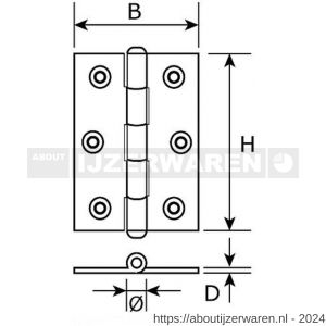 Dulimex DX H161-40322101 smalscharnier 40x32 mm vaste messing pen staal vermessingd - W30201688 - afbeelding 2