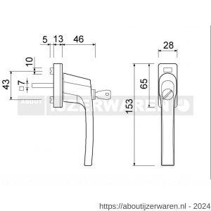 Ami RGP 812 BE draai kiep raamgreep SKG ** type 812 7x32 mm zwart - W30204810 - afbeelding 2