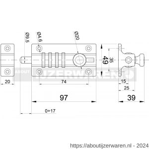 IBFM SGC 56 BE schuifgrendel met cijferslot aluminium zwart gelakt - W30204935 - afbeelding 2