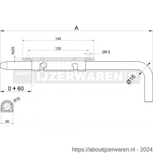 IBFM GRG 500 SS grondgrendel diameter 16 mm 500 mm RVS - W30204925 - afbeelding 2