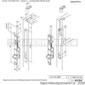 Olda 34 HZA DS T1 automatische kantschuif type 34 HZA type 1 schoot diameter 8mm lengte 50 mm staal verzinkt voor stalen-aluminium-houten deuren - W30205053 - afbeelding 2