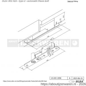 Olda 602 HZA T2 automatische kantschuif type 600 HZA type 2 deurkozijn model 200 mm staal verzinkt voor stalen-aluminium deuren - W30205062 - afbeelding 2