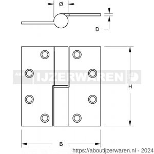 Dulimex DX H178D89892115 kogelstiftpaumelle rechte hoeken 89x89 mm doorgezette knoop links staal verzinkt SKG*** - W30204877 - afbeelding 2