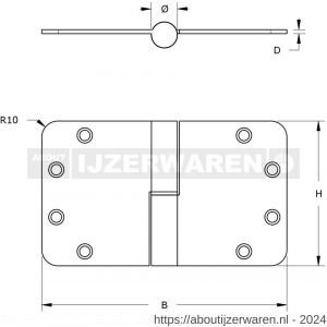 Dulimex DX H179125892125 kogelstiftpaumelle ronde hoeken 89x125 mm rechts staal verzinkt SKG*** - W30204887 - afbeelding 2