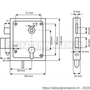 Dulimex DX UKS PZ 55/65B poortslot met hefschoot links en rechts bruikbaar doornmaat 60 mm voor profielcilinder zwart kunststof deurkrukgarnituur met schild sluitplaat staal verzinkt - W30204077 - afbeelding 2